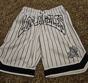 Los Angeles White Pinstripe Men's Basketball Shorts